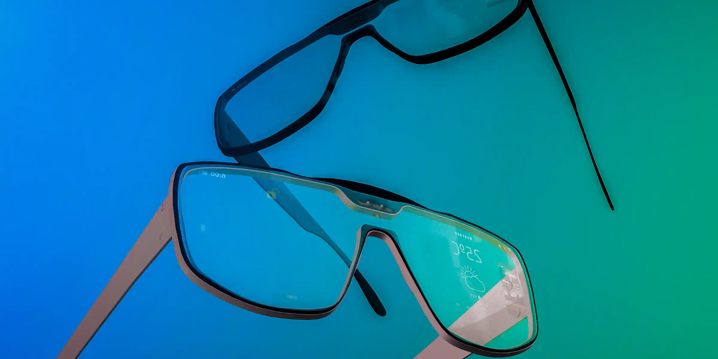 Photograph of two pairs of tech-enabled glasses
