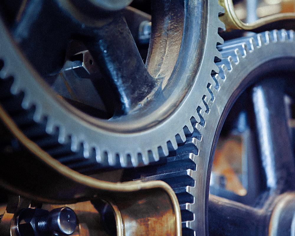 Close-up photo of industrial gears