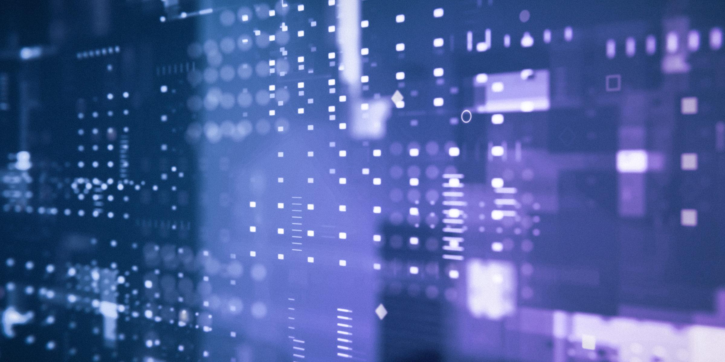 Abstract digital illustration consisting of groupings of dots resembling datapoints