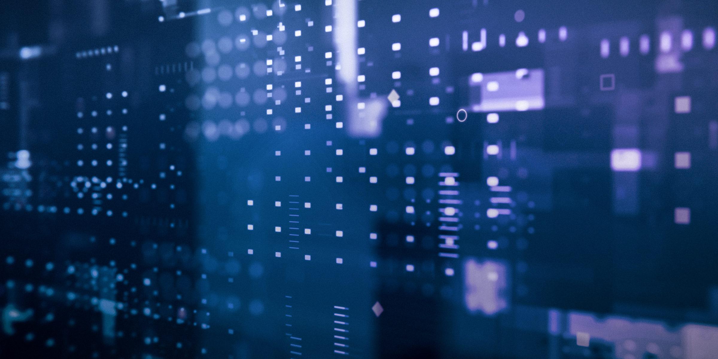 Abstract digital illustration consisting of groupings of dots resembling datapoints