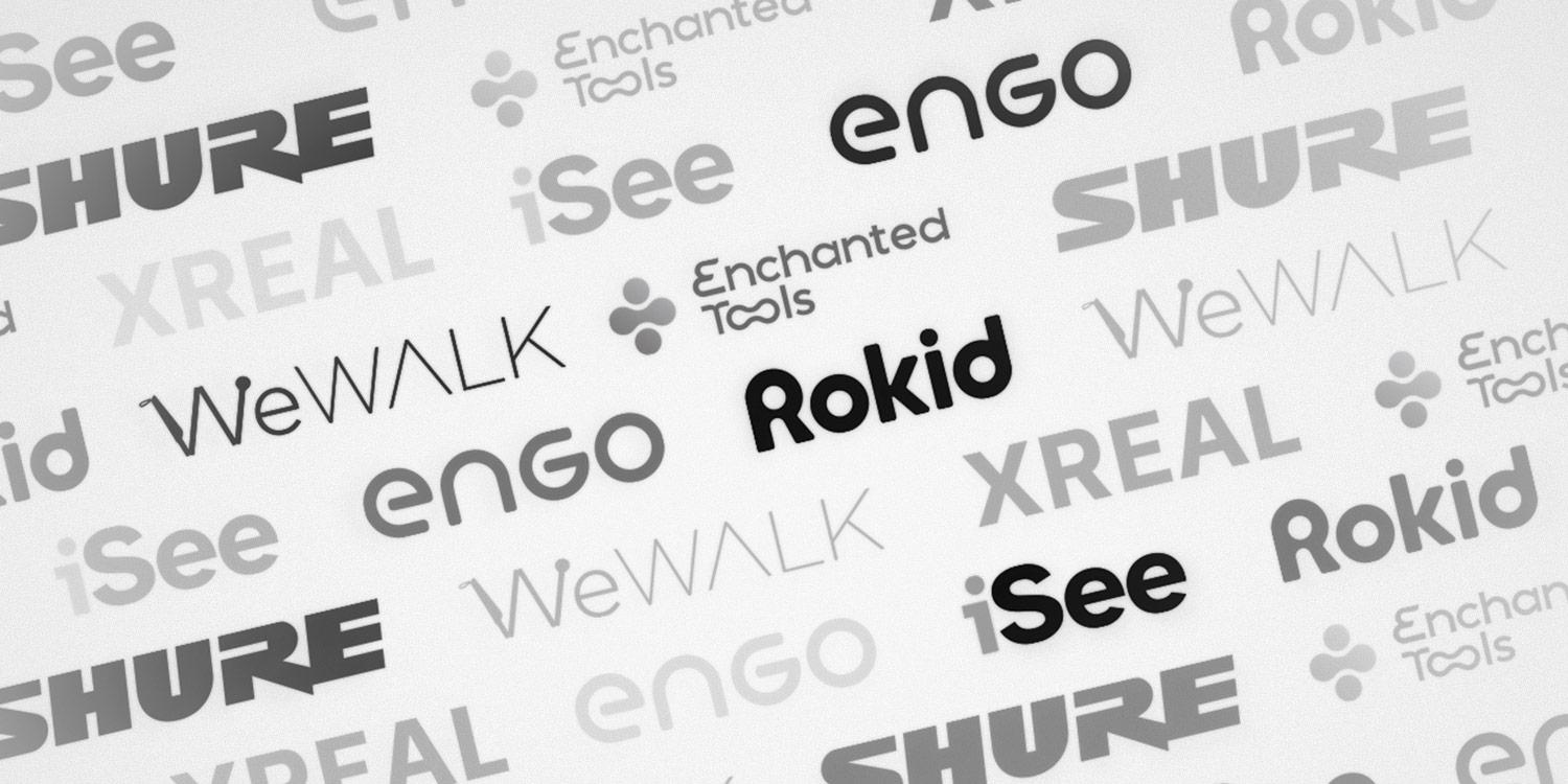 Many logos arranged together to make a pattern