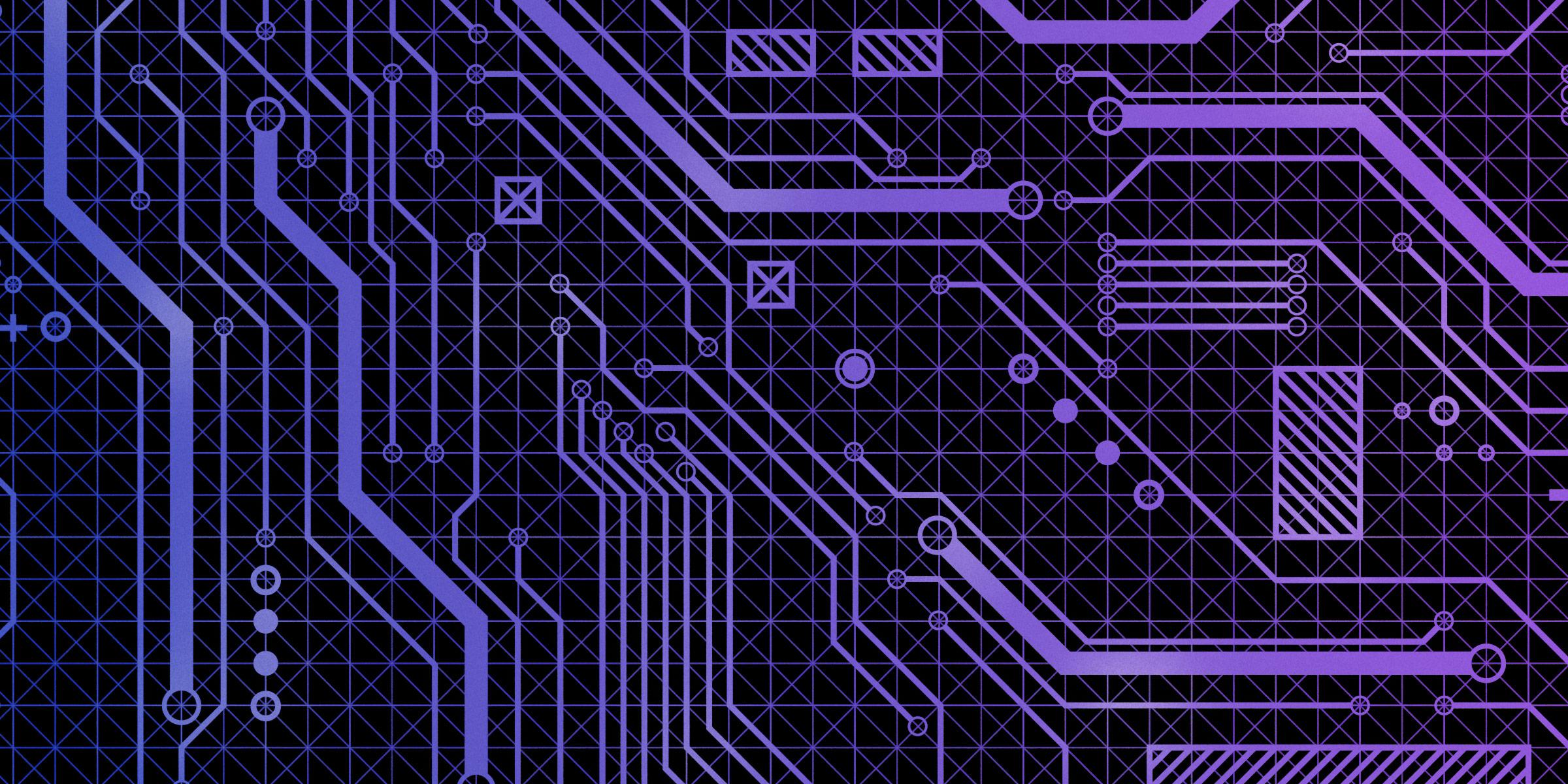 Digital illustration of connecting lines, resembling a circuit board