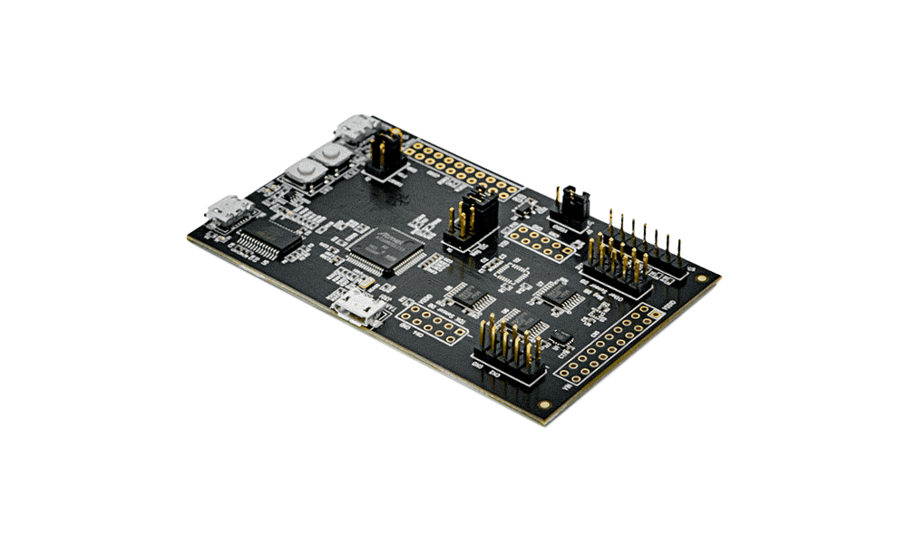 DK-42352: Black PCB with many small chips and components attached to it