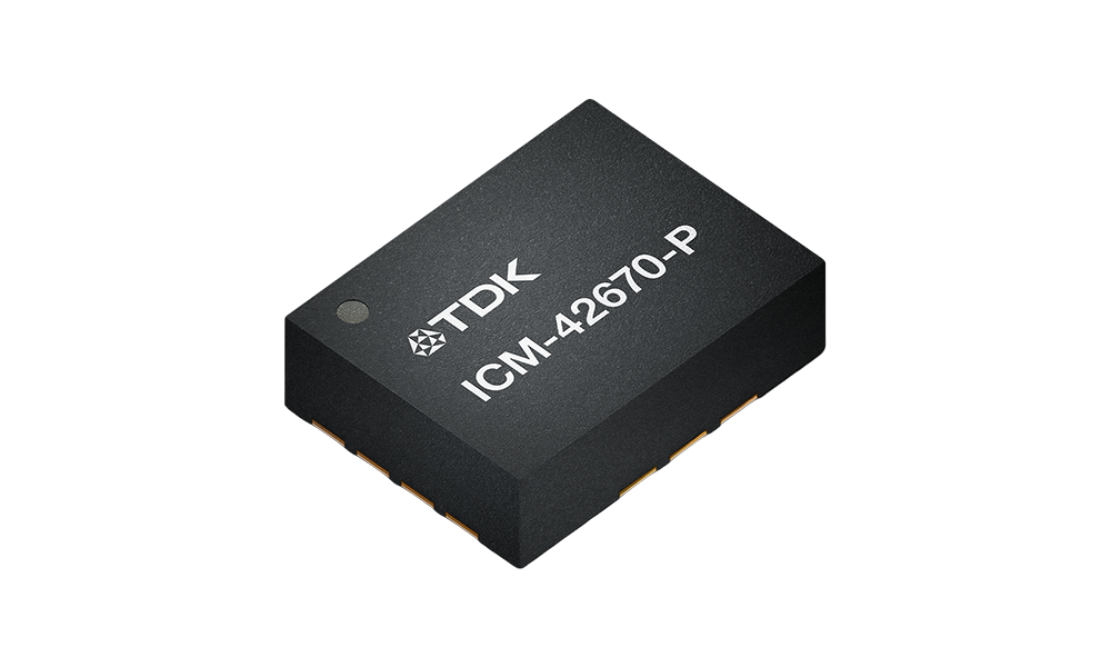 Microchip with TDK logo and "ICM-42670-P" etched onto its surface