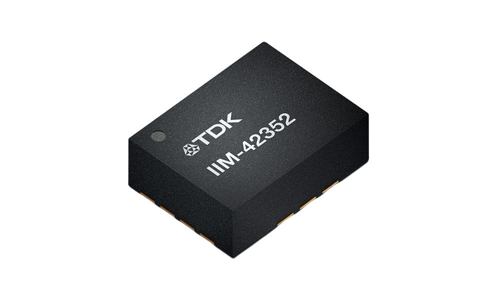 Black microchip with TDK logo and "IIM-42352" etched onto its surface