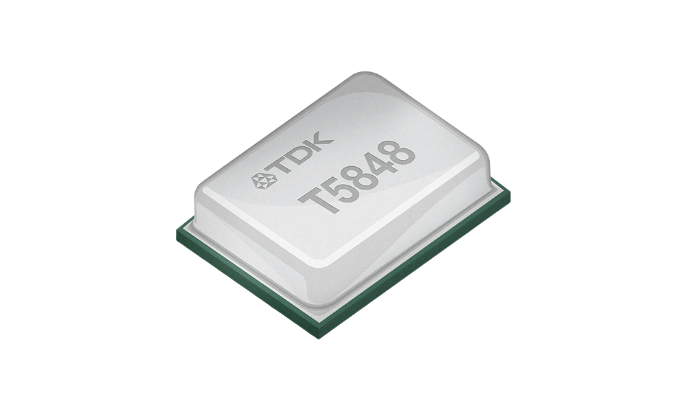 Microchip with TDK logo and "T5848" etched onto its surface