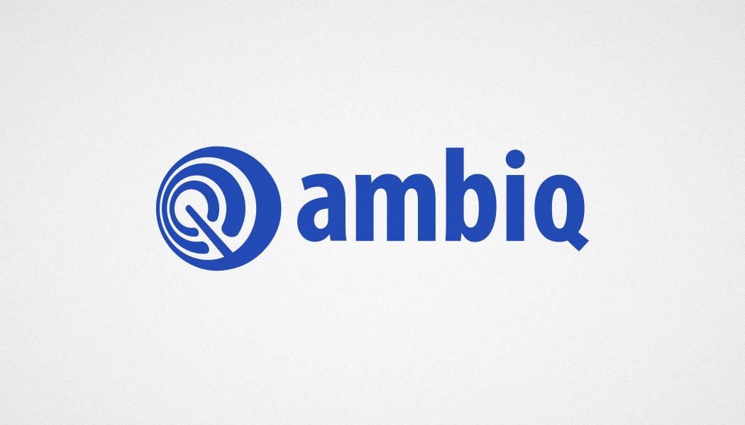 Ambiq logo over a light gray background