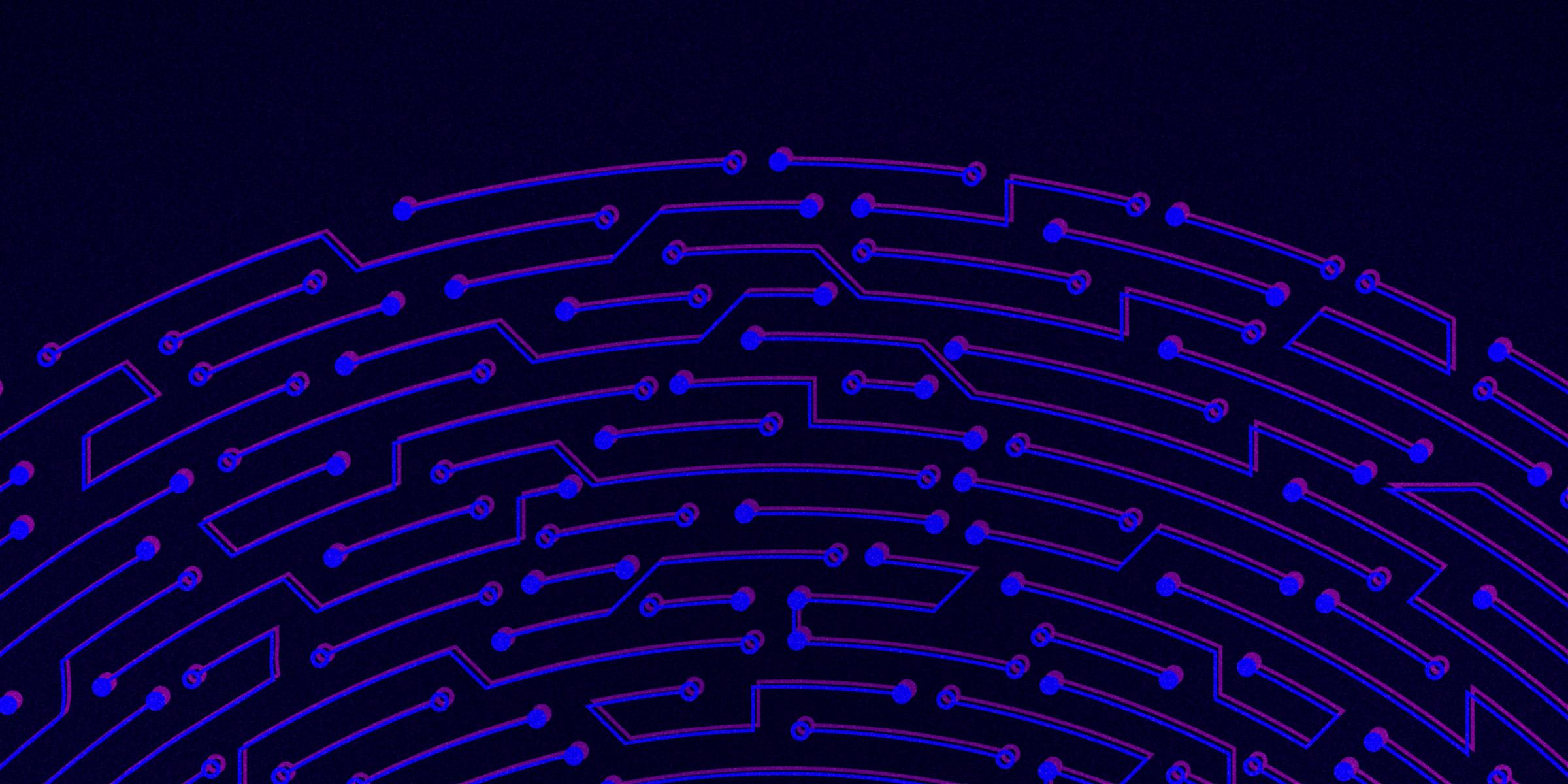 Geometric illustration of lines and dots arranged to form a pattern