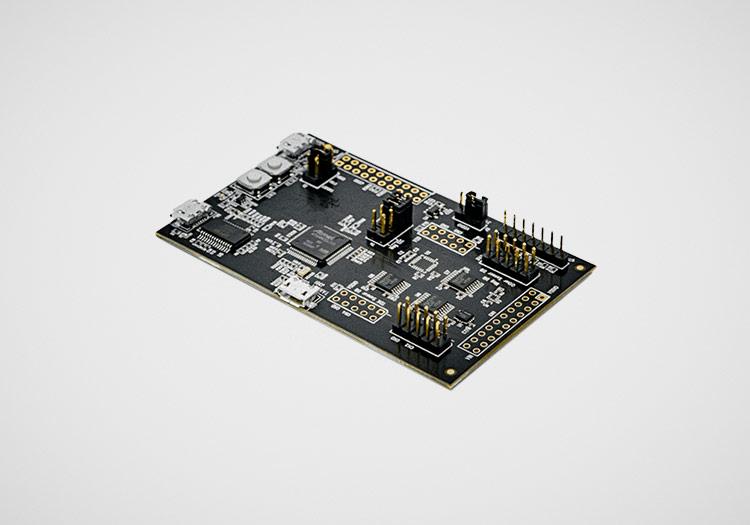 DK-42351: Black PCB with many small chips and components attached to it