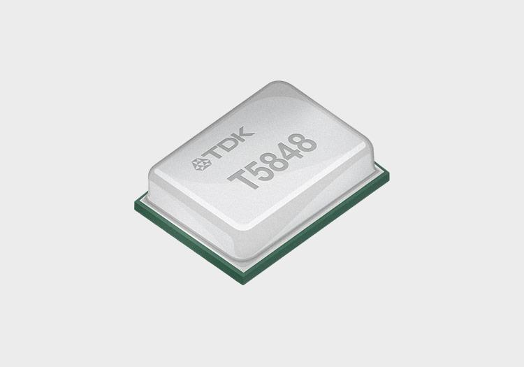 Microchip with TDK logo and "T5848" etched onto its surface